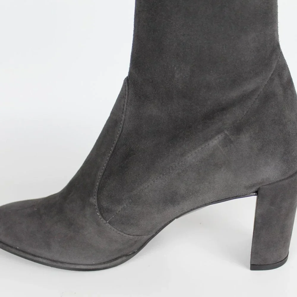 NEW Stuart Weitzman Landmark Pointed Toe Over the Knee Boots, Slate, US 10